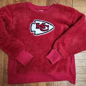 Women's Red XL Fuzzy Sweatshirt with KC Logo